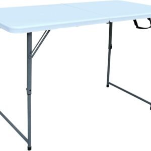 Folding Table,4ft Indoor Outdoor Heavy Duty Portable Folding Square Plastic Dining Table w/Handle, Lock for Picnic, Party, Camping (4 FT)-White
