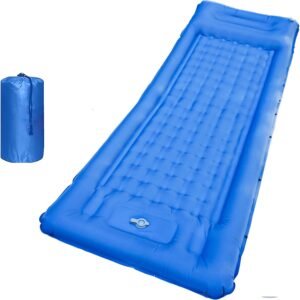78in x 29in x 5in Camping Sleeping Pad, Upgraded Durable Waterproof Compact Traveling Air Mattress, Built-in Foot Pump, Ultralight Inflatable Sleeping Mat for Backpacking, Hiking (Blue)