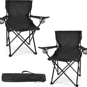 2 Pack Lightweight Camping Chairs for Adults & Teens, 250LBS Capacity Foldable Portable Chairs with Carry Bag, Compact Design for Camping, Beach, Picnics, and Outdoor Events