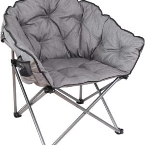 Padded Cushion Outdoor Folding Lounge Patio Club Chair, Gray