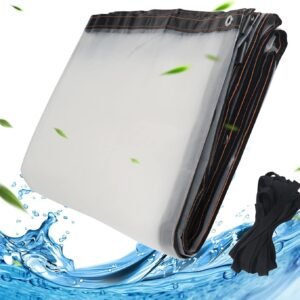 Transparent Tarpaulin with Eyelets, Waterproof Tarpaulin, Transparent Side Panels, Gazebo Tarpaulin for Outdoor Use, Rainproof (3 x 6 m Rainproof Cloth, 10 m Braided Rope)